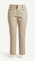 Sand Cropped Trousers with Gold Hardware