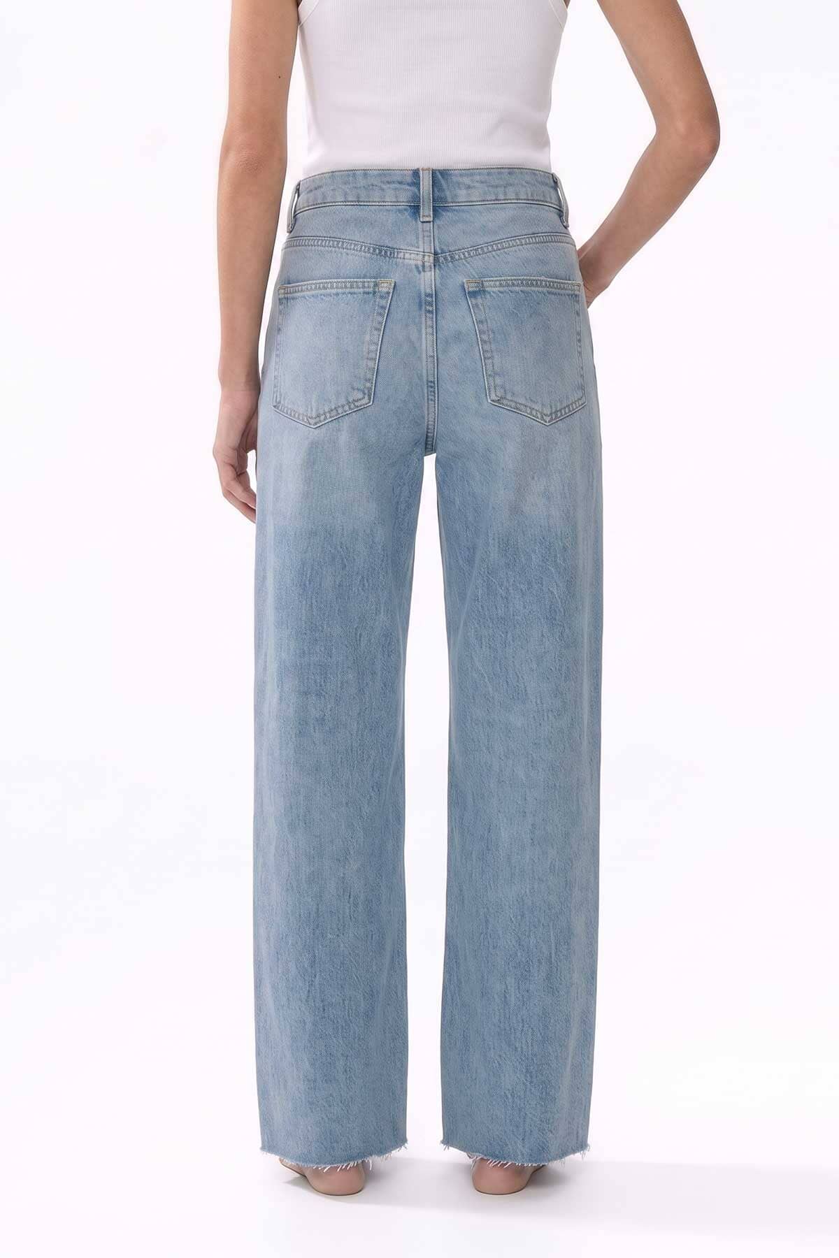 Cut Label Women's Raw Bottom Wide Leg Jeans