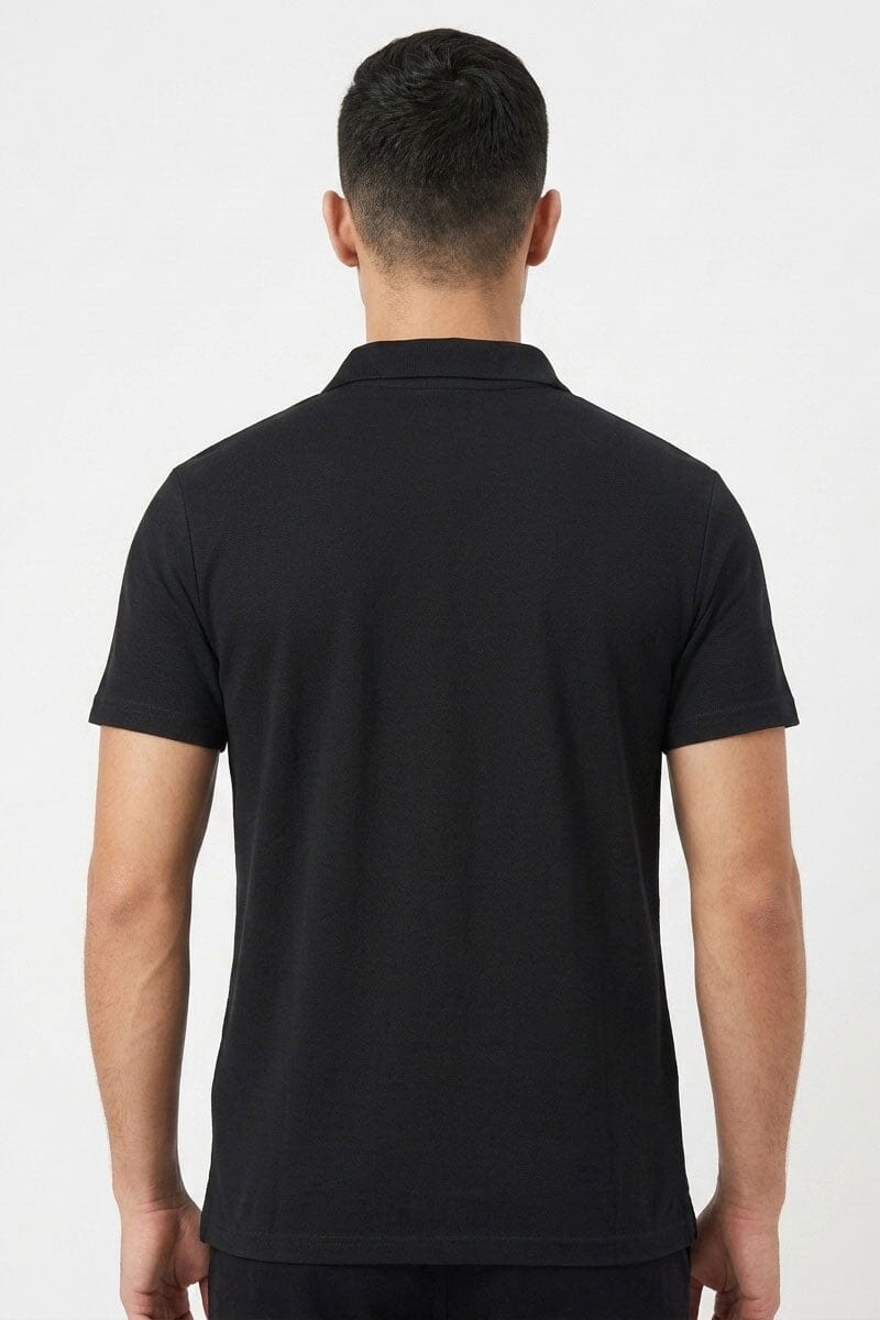 Men's Chest Striped Johnny Collar Minor Fault Polo Shirt