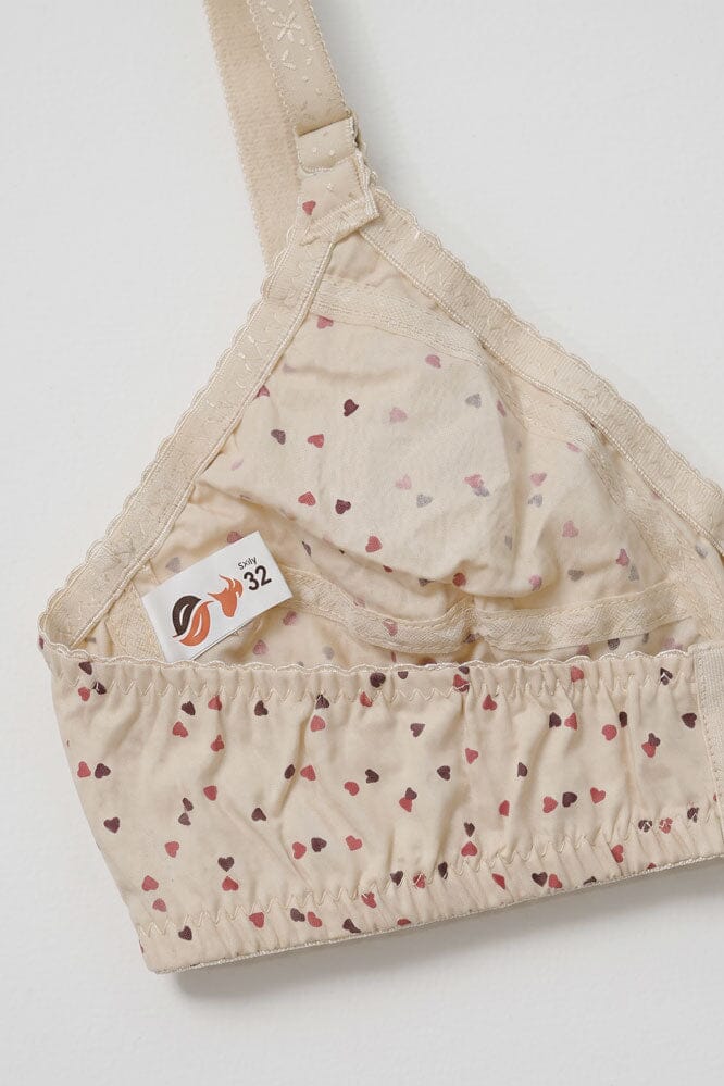 Women's Hearts Printed Cotton Bra