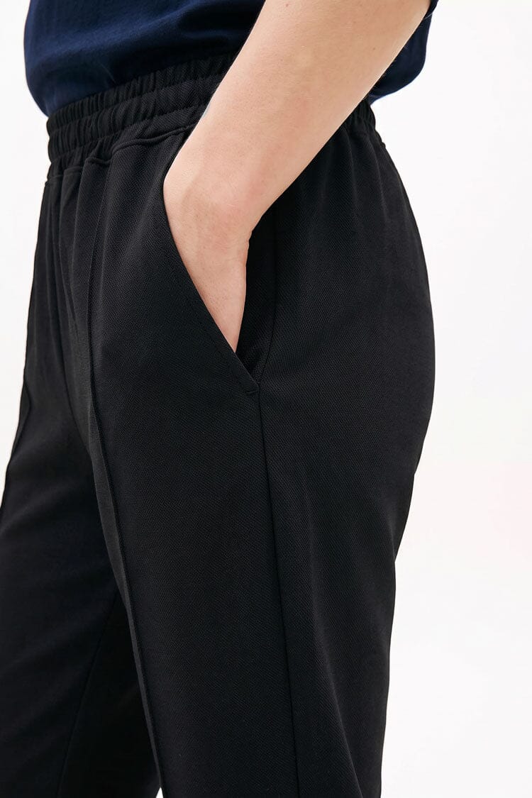 Men's Slim Fit Pleated Pique Trousers