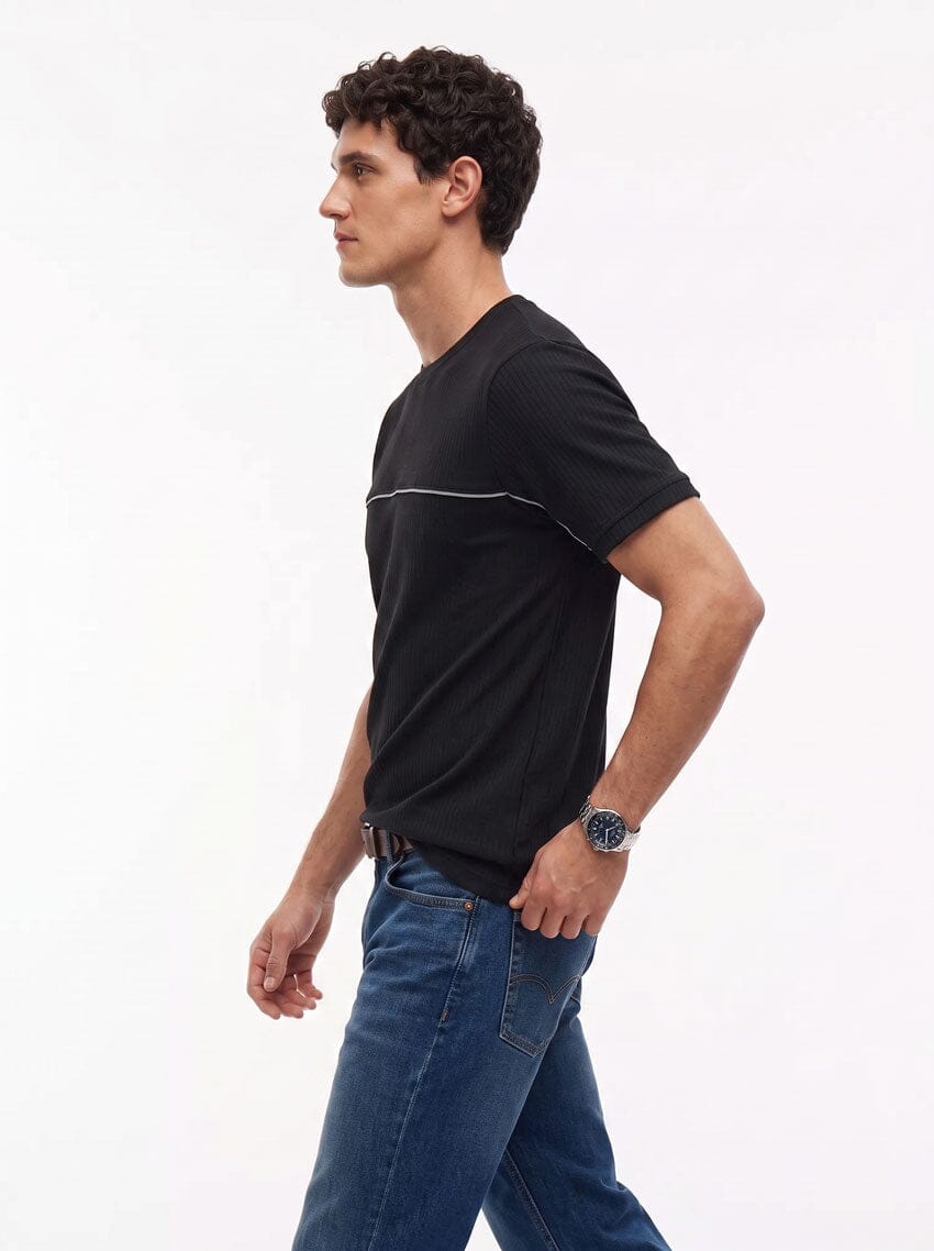 Herren Men's Contrast Piping Interlock Tee Shirt