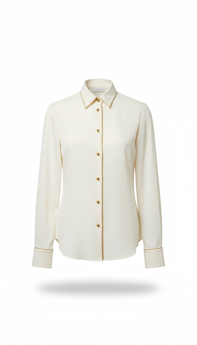 Ivory Tailored Shirt with Gold Accents