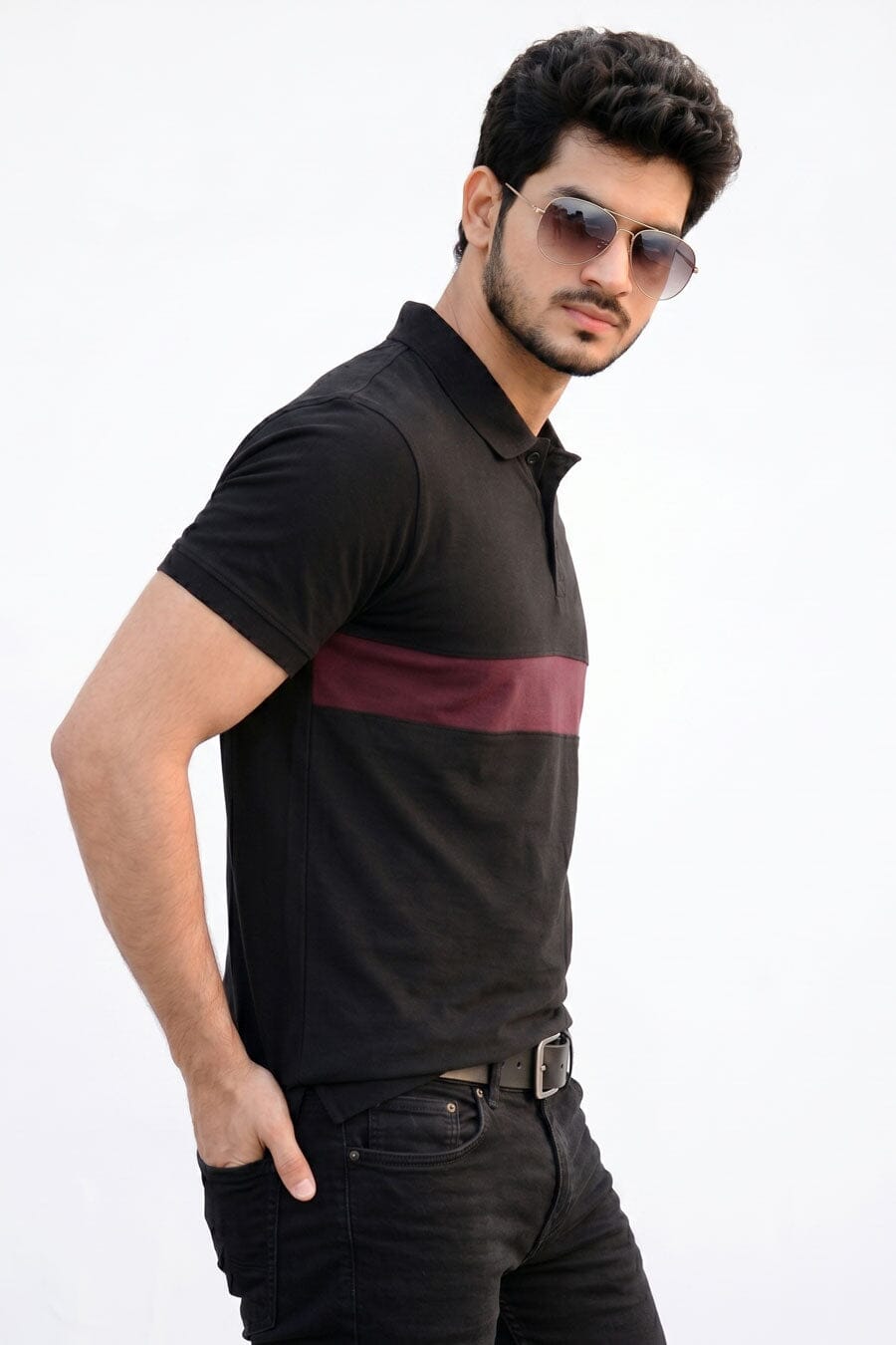 Men's Contrast Pique Lycra Minor Fault Polo Shirt