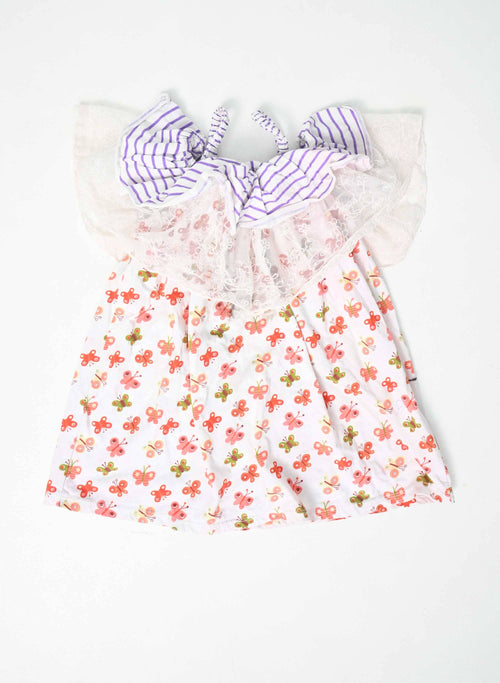CO Girl's Butterfly Printed Frock Girl's Frock ST 2 Years 