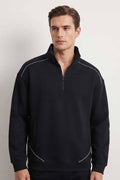 Men's Reflective Piping Quarter Zipper Fleece Sweat Shirt