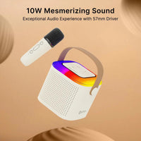 Mini Bluetooth Speaker, Wireless Karaoke Mic, 8Hrs Playtime, Vivid RGB Lights, Voice Effects, Multi-Play Modes BT5.1/TF Card & Type-C Charging (White)