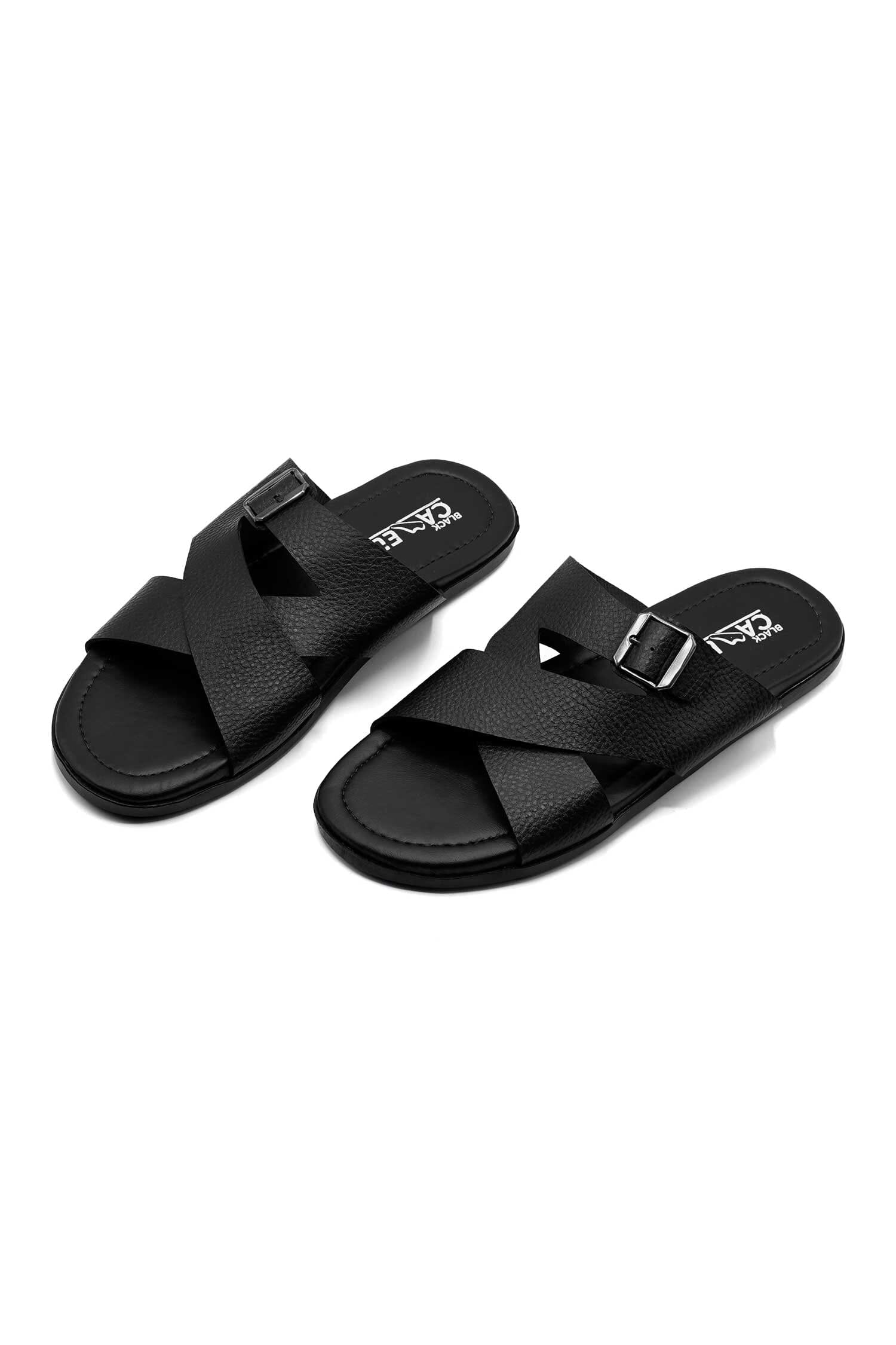 Black Camel Men's Textured Slides