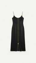 Black Slip Dress with Gold Detail