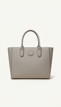Gray Structured Tote with Gold Logo