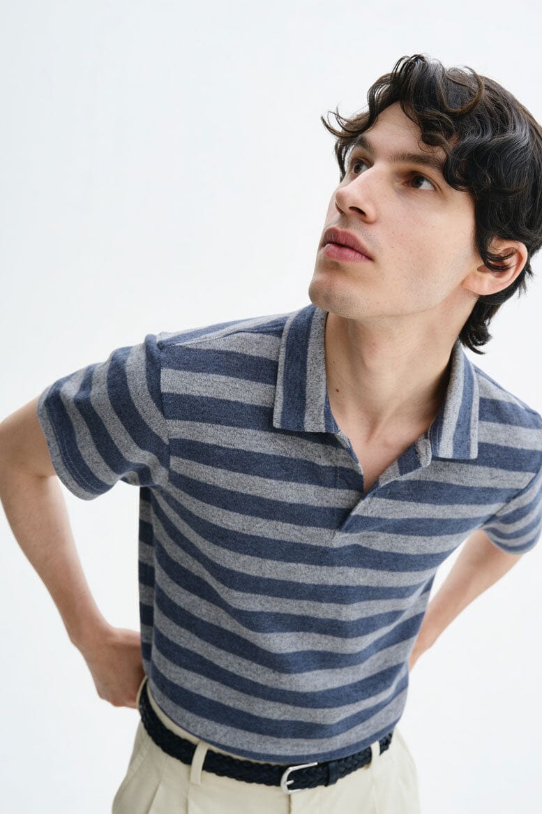 USQUARED Men's Striped Jacquard Polo Shirt
