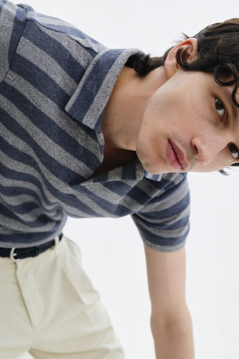 USQUARED Men's Striped Jacquard Polo Shirt
