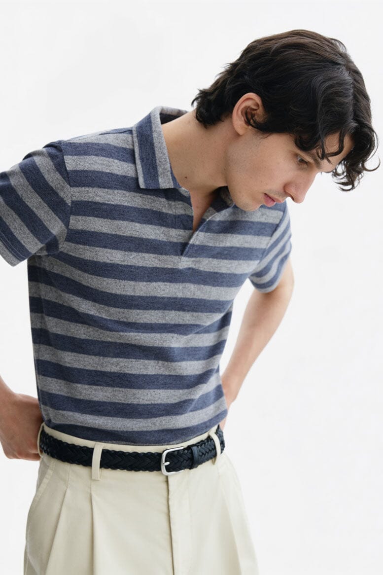 USQUARED Men's Striped Jacquard Polo Shirt